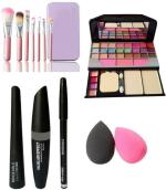 BINGEABLE Makeup Kit Combo - 7 Piece Makeup Brush, 1 Beauty Blender, 1 Puff, 1 Kajal, 1 Mascara, 1 Eyeliner
