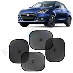 Kingsway Car Curtain Sticky Sun Shade Universal Use for Maruti Suzuki Swift Dzire, 2020 Onwards Model, Color : Black, Mesh, Pack of 4 Piece Car Sun Shades Blinds Cover