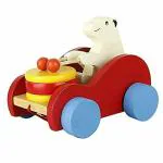 Smartcraft Wooden Pull Along Toy Car Walking Cute Bear Vehicles with Attached String for Kids