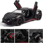 KTRS ENTERPRISE 1:24 LYKAN Hyper Sport Diecast Metal Pullback Openable Doors Toy Cars with Flashing Light Musical Sound for Gifts Toys for Kids Boys and Girls Children (Colour AS PER Stock)