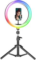 Webilla 10 Inch Rgb Color Selfie Ring Light With 7 Feet Metal Tripod Stand And Cell Phone Holder 10 Level Light Brightness For Youtube