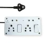 Eshopglee White Polycarbonate 6 A Heavy Duty Extension Board with 2 Individual Switch and 4 Socket with 2.7 m Cable
