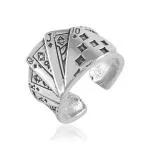 Memoir Brass Silver Playing card casino jewellery poker gambler finger ring Men adjustable