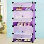 KEEKOS Purple Plastic 5 Layer Portable Shoe Storage Organzier