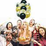 Crackles Black and Gold Latex, Confetti and Marble Decoration Balloons (Pack of 12)