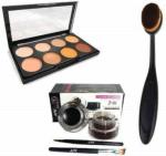 Lenon Beauty Premium Quality makeup kit combo of 8 shade concealer + oval brush with music flower black and brown (3 Items in the set)