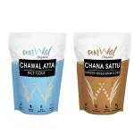 Amwel Combo of Organic Chawal Atta 450g + Organic Chana Sattu 450g