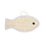 Emily Pets Cat Fish Shape Hanging Scratch Pad Toys Plush Covered Sisal Slab Cat Scratcher(White)