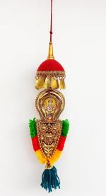 Loyal Craft Handcrafted Decorated Double-Sided Car Hanging nettipattam with Umbrella with Ganesha and Sivaparvathi