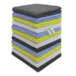 SOFTSPUN Microfiber Cleaning Cloths, 12 pcs 40x40cms 220GSM Multi-Color Highly Absorbent Lint and Streak Free Multi Purpose Wash Cloth for Kitchen Car Window Stainless Steel Silverware.