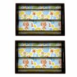 ANGIRA HANDICRAFTS Handmade Wooden Tray with Handprinted Designs Serving Trays Set of 2 Tray