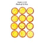 OM Phool Batti Ready to Use Terracotta Wax Free Clay Yellow Cow Ghee Diya Filled with Cow Ghee and Hand Made Cotton Wick for Puja - Pack of 12 Pcs. (Height: 2.3 CM)