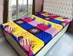 GRINAF Multicolor Cotton Single Size Mattress Cover (182.88 x 182.88 cm)