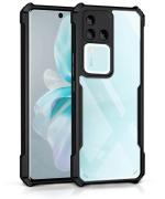 Casotec Shockproof Crystal Clear Back Case Cover for Vivo V30 Pro 5G | 360 Degree Protection TPU+PC | Air Cushion Design | Transparent Back Case for Vivo V30 Pro 5G (Black Bumper)