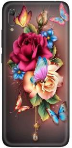 aadia Huawei Y6 Pro (2019) Matte Vinyl Flower Printed Mobile Skin Sticker with Scratch Resistant Lamination