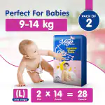 MAYO ULTIMA All round Baby Protection Premium Cotton Pants Diaper | Supersoft Disposable and Breathable | 7x More Absorbing Power, Leakproof & Anti-Rash | Size Large Jumbo (Pack of 2) - 28 Counts