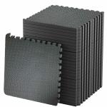 Chekido 4-16 pcs 1 Inch/25mm Gym mat for Floor Workout Puzzle mat Home Exercise, Interlocking EVA Foam Padding Floor Tiles Flooring Yoga Kids (12 pcs / 48 sqfeet, Black)