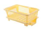 Bience Cream Plastic 3 In 1 Sink Set - Dish Rack Drainer Big Basket With Tray Spoon And Ladder Holder