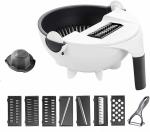 Fitaza Multifunction Portable Vegetable Cutter 9 In 1 With Drain Basket Magic Rotat Vegetable & Fruit Grater & Slicer (Chopper And 9 Different Cutter)