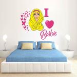 Lanstick Vinyl Multicolor I Love Barbie Image Self Adhesive Wall Sticker 24 inch