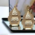 MId Century Decorative Hanging Lantern/Lamp with t-Light Candle, Set of 2 (Size 10X10X17 cm)Pack of 2