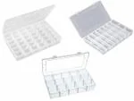 Inditradition Adjustable Grid Cell Storage Boxes Combo, Plastic ( Pack of 3) - 15/24/36 Grid, Transparent