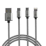 Kay By SaArch 3 in 1 nylon braided fast charging cable for Type C, Micro USB & iPhone / iOS Smartphones