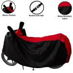 Kappihun-Piaggio Vespa 150- Water Resistant | Dustproof | UV Protection Motorcycle / Bike Body Cover With Mirror Pockets & Lock Belt (Strip Red)