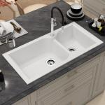 Plantex Quartz Acrylic Kitchen Sink/Undermount Sink for Kitchen/Granite Double Bowl Kitchen Sinks with Coupling (Whiti-40x20 Inches)