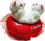Kashish Trading Company Cute Couple Kissing Teddy bear With Musical Teddy - 20 cm (Red and White ) - 20 cm (Red, White)