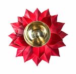 Heaven Decor Iron and Brass Kamal Ptta Red color diya size 6 inch