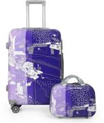 POLO CLASS Purple Polycarbonate Trolley Bag with Vanity Luggage - 66 cm (pack of 2)