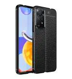 Golden Sand Cover Leather Texture Series Shockproof Armor TPU Back Cover Case for Redmi Note 11 Pro 4G, Redmi Note 11 Pro+ 5G Mobile Phone, Black