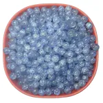 Goonmala Crackle glass crystal beads for bracelet, Rakhi, Jewellery making 8mm Blue, 100 pieces