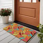 ONLY MAT Natural Multicolor Coir Welcome Entrance Doormat Abstract Design (75cm x 45cm)