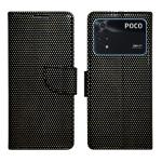 A D Enterprises Net Black Flip Cover for Poco X4 Pro 5G | Magnetic Case | Shock Absorbent | Flip Cover Poco X4 Pro 5G