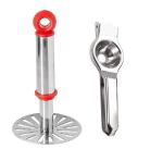 Stainless Steel Potato Potato Masher With Stainless Steel Lemon Squeezer and Multicolour, Pack of 2