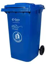 Fiable Cleantech Plastic 240 Liter Trash Bin Blue | Wheeled Dustbin | Waste Bin | Trash Bin | Large Size Plastic Bin | Outdoor Dustbin