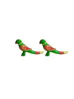 PALPAL Green Paper Mache Parrot Showpiece For Decoration 6x12x3 cm - Pack Of 2