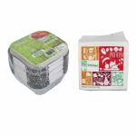 Freshee Container With Tissues, 50pulls of 2ply Luncheon Napkin Tissue Paper & 120ml 25pcs Aliminium Silver Foil Container For Multi Use Combo