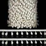 LACESNMORE Cowrie Latkan Lace for Fringe for Dress, Saree, Lehenga, Dupatta, Bag, Craft and Decorations (6meter), White kaudi lace