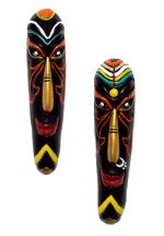 Terracotta Wall Hanging Home Decorative Tribal Mask Pair Showpiece-(28 cms., Multicolour)