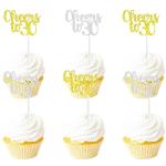 Festiko 18Pcs Cheers To 30 Cupcake Topper Picks For 30th Happy Birthday Wedding Anniversary Celebrating 30 Years Old Cake Dessert Decoration Supplies Gold Silver Glitter
