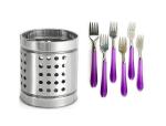 FIRST FRONT Stainless Steel Cutlery Holder With Stainless Steel Hand Blender and (Multicolour, Pack of 2)