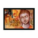 Dharvika Innovations Multicolor Vinyl Buddha Paintings For Living Room With Frame, 14 X 20 Inch