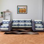 Kuber Industries Sofa Cover | Net Sofa Slipcover Set | Sofa Cover for Living Room | Sofa Cover for Hall | 5-Seater Sofa Cover for Home Decor | Blue Star Patta Sofa Cover Set | Cream