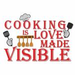 CVANU Cooking is Love made Visible Quotes Kitchen Vinyl Wall Sticker for Kitchen Decor