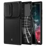 Spigen Optik Armor Black Polycarbonate and Thermoplastic Polyurethane Shock Absorbent Back Cover Case Compatible with Samsung Galaxy S22 Ultra 15.07 x 1.08 x 7.55 cm