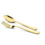 FNS Montavo Alexa Gold 18 Piece Stainless Steel Cutlery Set (6 Dinner Spoon, 6 Dinner Fork)