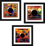 DECOR ADVENTURES Bindu Series Surya Namaskar by S. H. Raza Wall Painting 12 x 12 inch (Pack of 3)